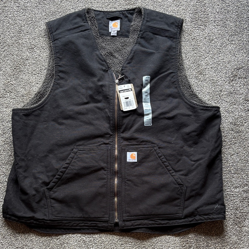Carhartt Black Fleece-Lined Work Vest